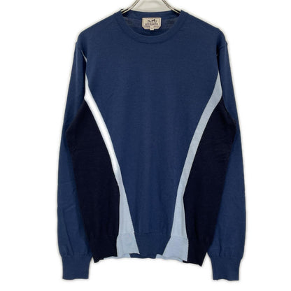 HERMES エルメス ブルー×ブラック ロングスリーブTシャツ トップス