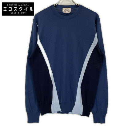 HERMES エルメス ブルー×ブラック ロングスリーブTシャツ トップス