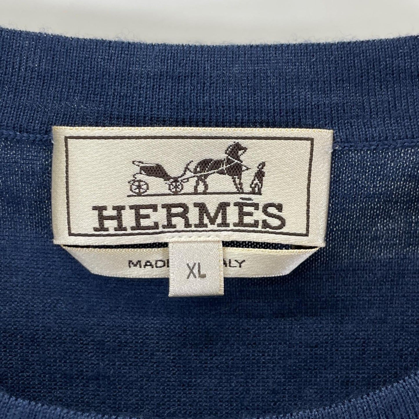 HERMES エルメス ブルー×ブラック ロングスリーブTシャツ トップス