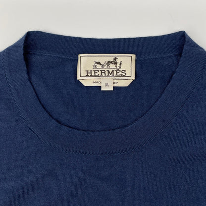 HERMES エルメス ブルー×ブラック ロングスリーブTシャツ トップス