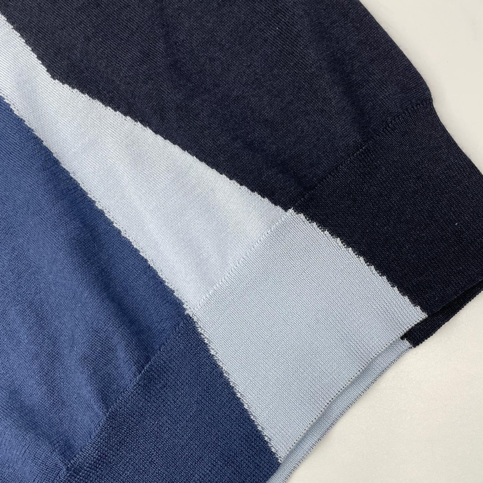 HERMES エルメス ブルー×ブラック ロングスリーブTシャツ トップス