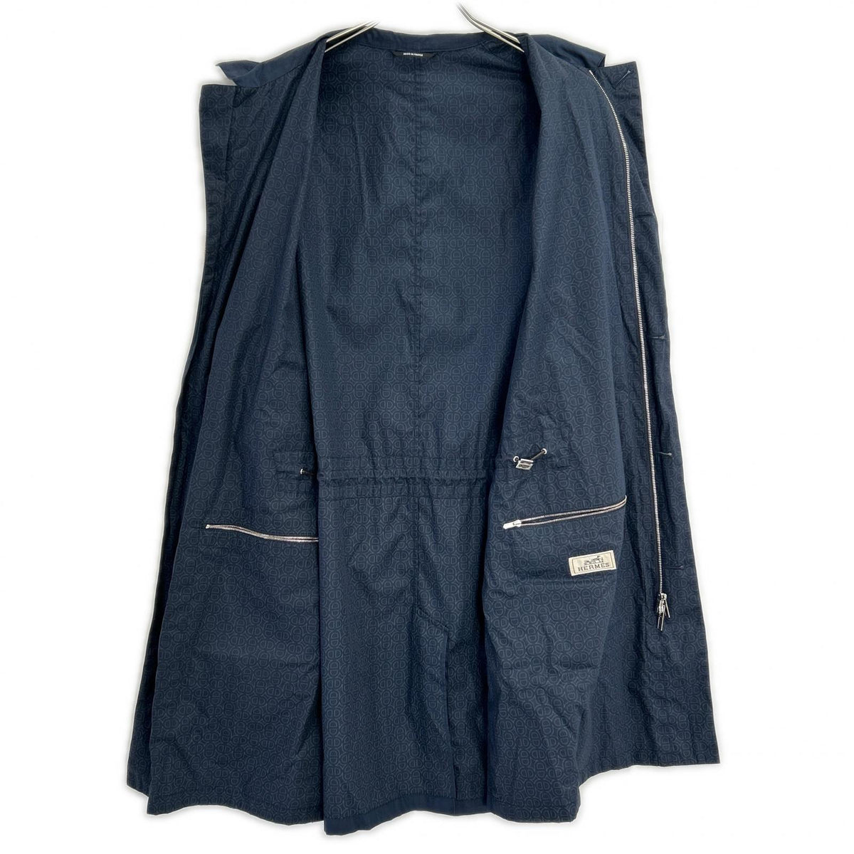 HERMES Hermès [Official domestic] cotton stand-fall collar coat with drawstring