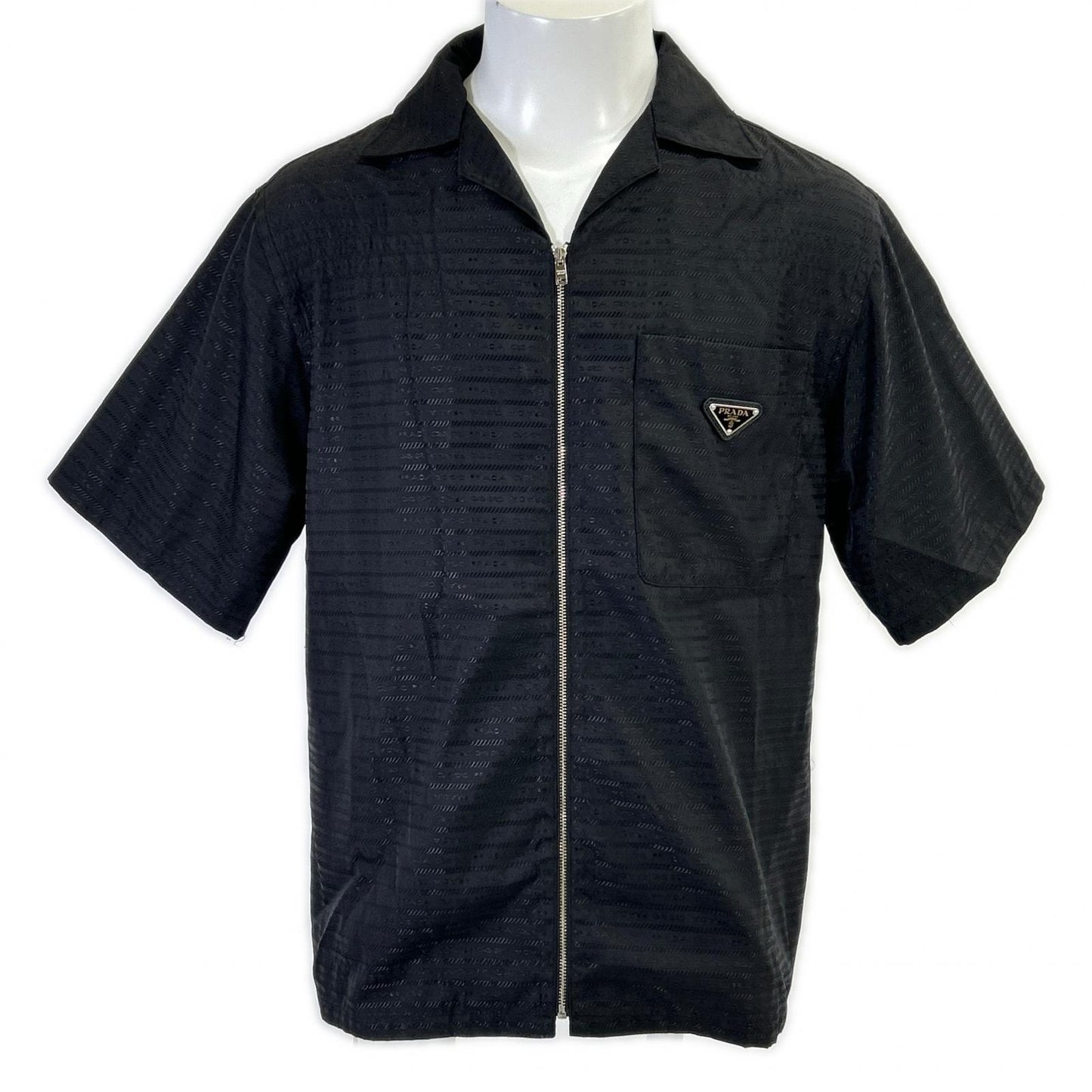 PRADA プラダ 【国内正規】SC620 S222 11FC RE-NYLON トライアングルロゴプレート フロントジップ 半袖シャツ トップス