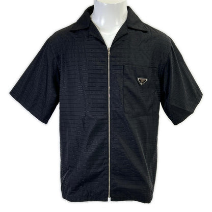 PRADA プラダ 【国内正規】SC620 S222 11FC RE-NYLON トライアングルロゴプレート フロントジップ 半袖シャツ トップス