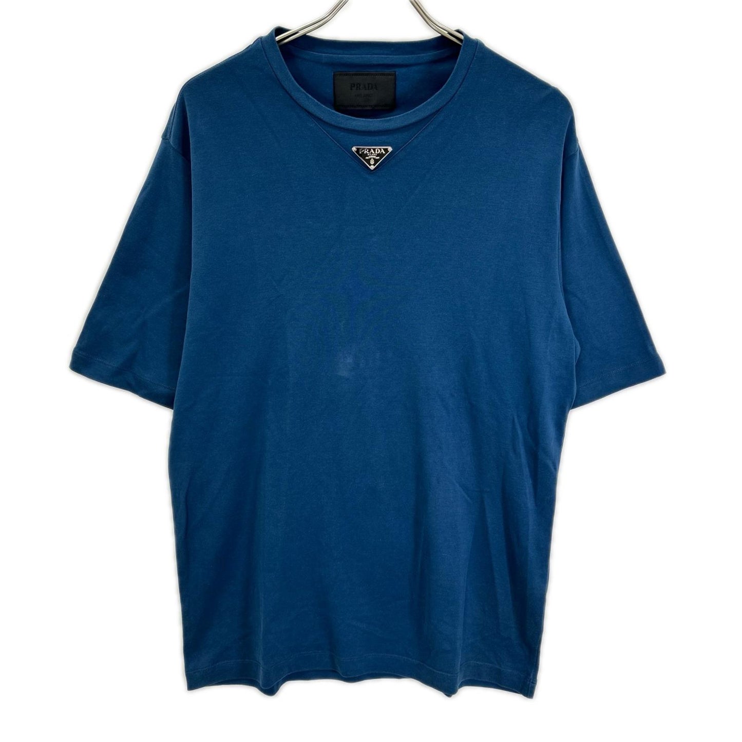 PRADA プラダ 24年製 UJN861 S232 240 ブルー トライアングルロゴ コットン 半袖Tシャツ トップス