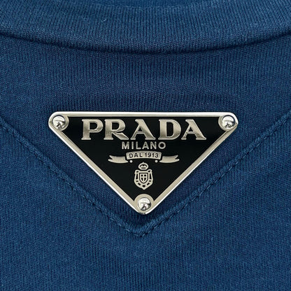 PRADA プラダ 24年製 UJN861 S232 240 ブルー トライアングルロゴ コットン 半袖Tシャツ トップス