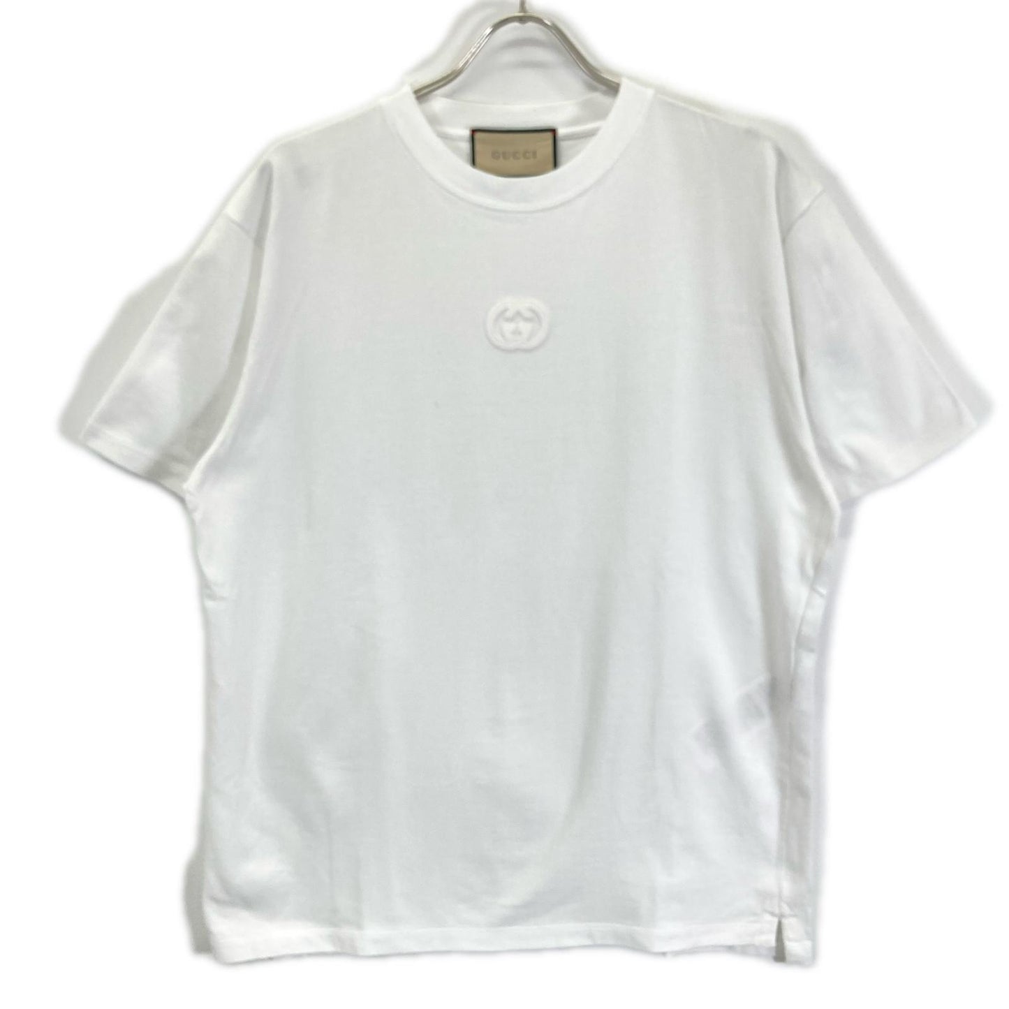 GUCCI グッチ 774580 ホワイト ロゴ刺繍 コットン Tシャツ トップス