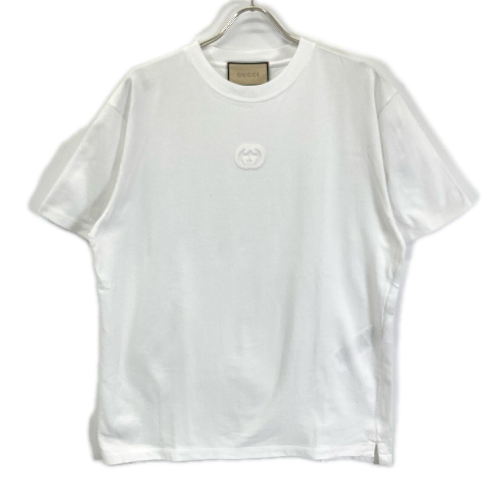 GUCCI グッチ 774580 ホワイト ロゴ刺繍 コットン Tシャツ トップス