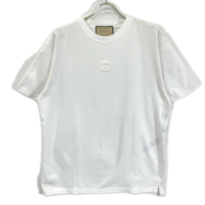 GUCCI グッチ 774580 ホワイト ロゴ刺繍 コットン Tシャツ トップス