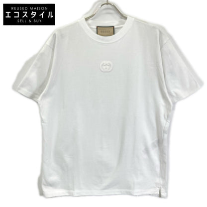 GUCCI グッチ 774580 ホワイト ロゴ刺繍 コットン Tシャツ トップス