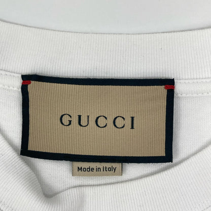 GUCCI グッチ 774580 ホワイト ロゴ刺繍 コットン Tシャツ トップス