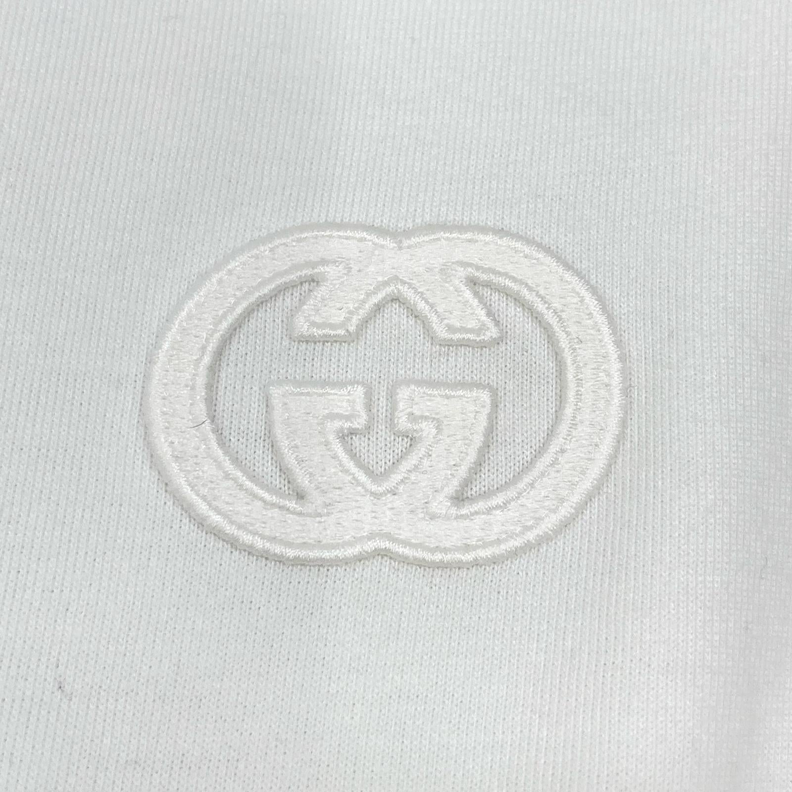 GUCCI グッチ 774580 ホワイト ロゴ刺繍 コットン Tシャツ トップス