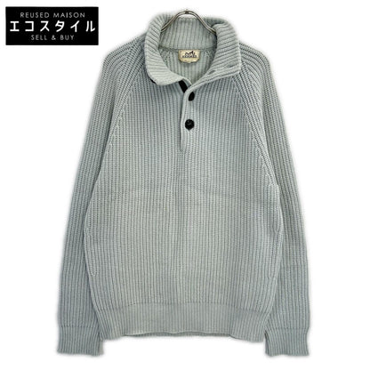 HERMES エルメス カシミヤ100％ ハーフボタン リブ編み ニットセーター トップス