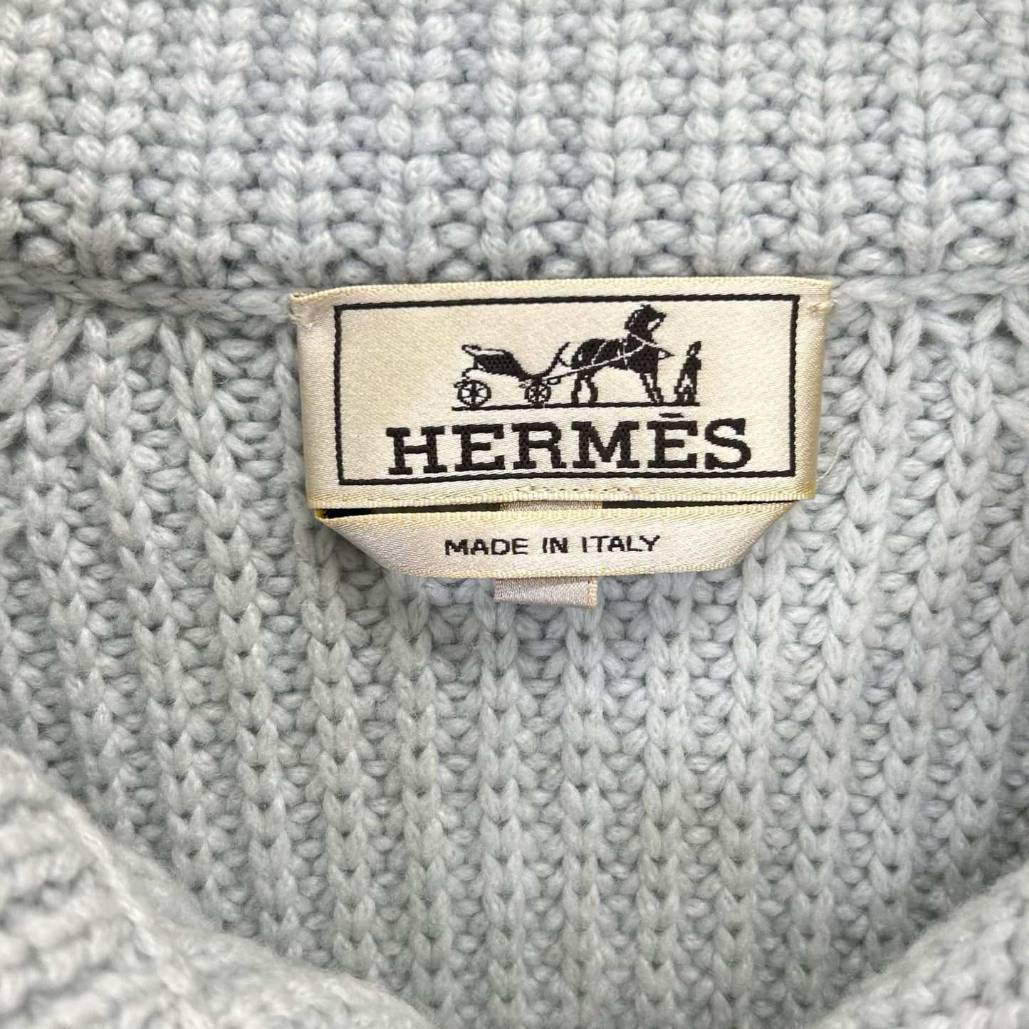 HERMES エルメス カシミヤ100％ ハーフボタン リブ編み ニットセーター トップス