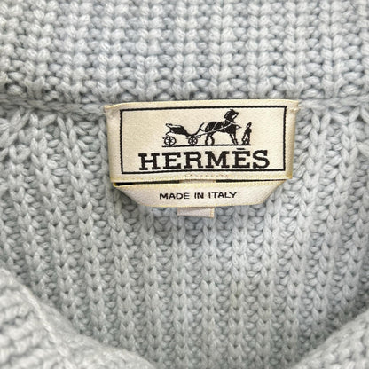 HERMES エルメス カシミヤ100％ ハーフボタン リブ編み ニットセーター トップス