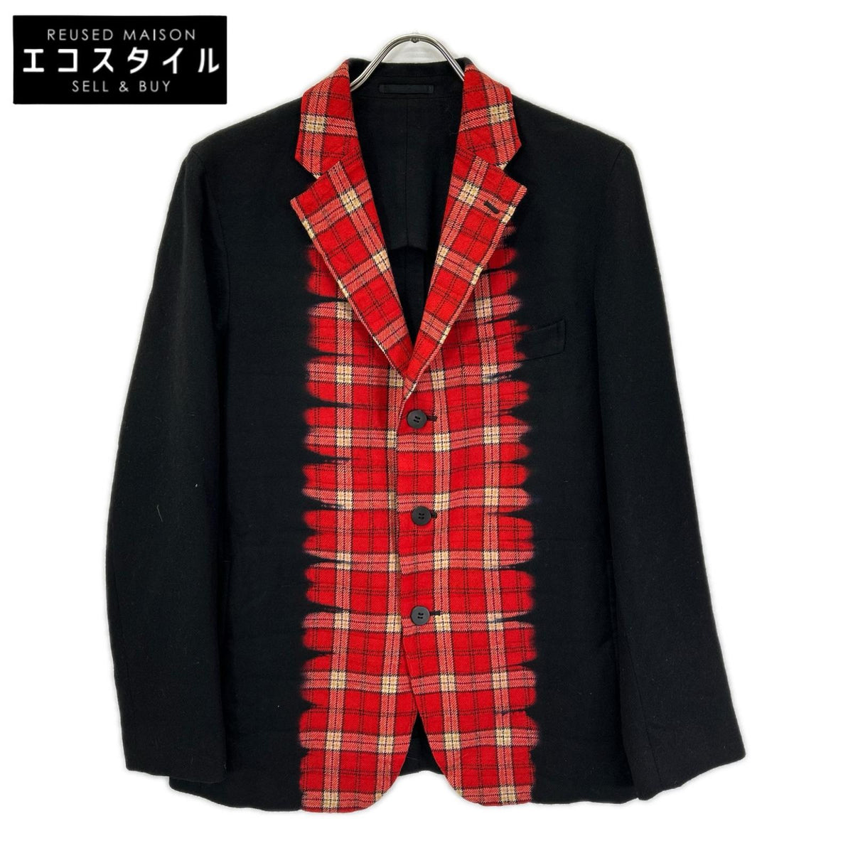 ISSEY MIYAKE MEN イッセイミヤケメン 12AW ME23FD105 ウール チェック柄 切替 テーラードジャケット ジャケット