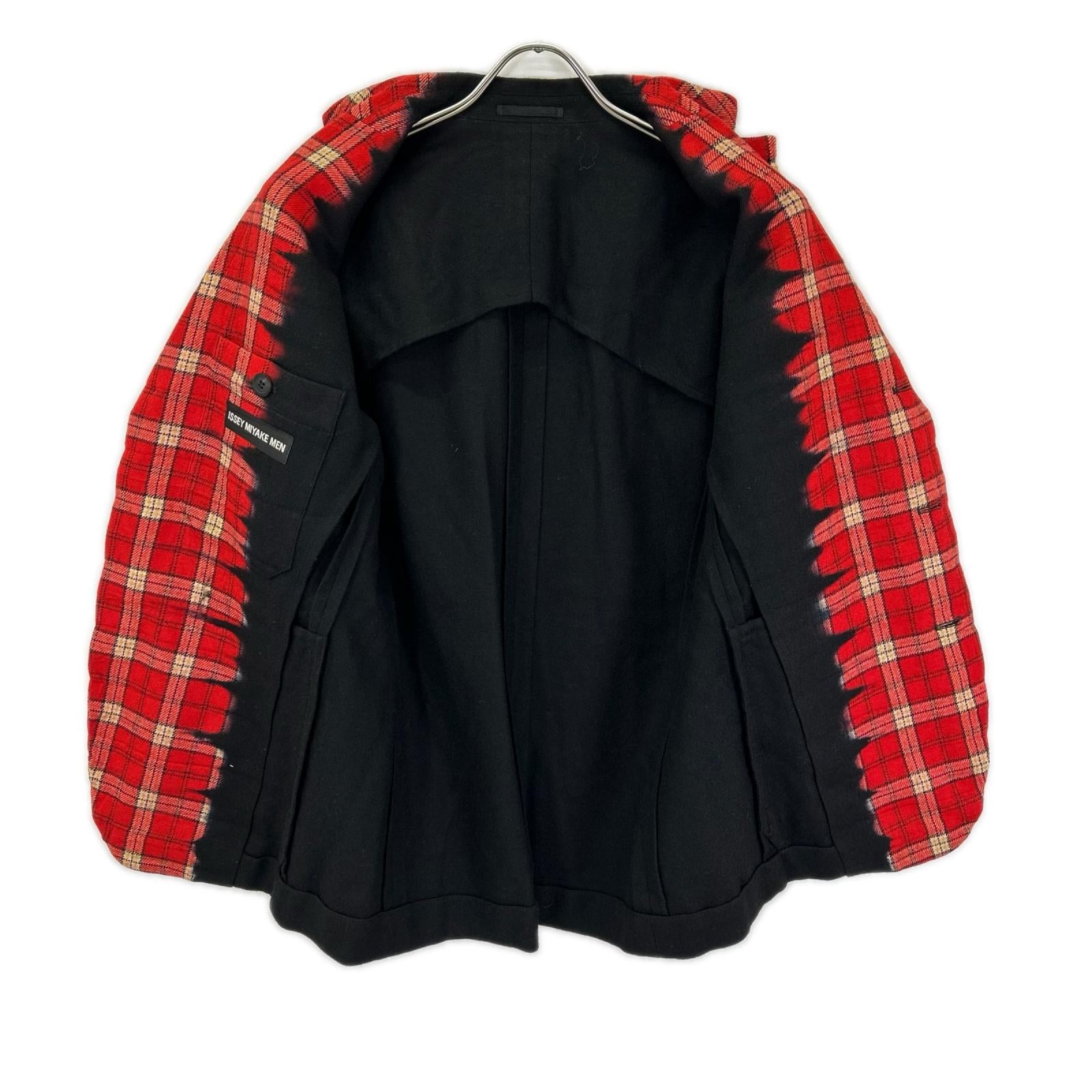 ISSEY MIYAKE MEN イッセイミヤケメン 12AW ME23FD105 ウール チェック柄 切替 テーラードジャケット ジャケット