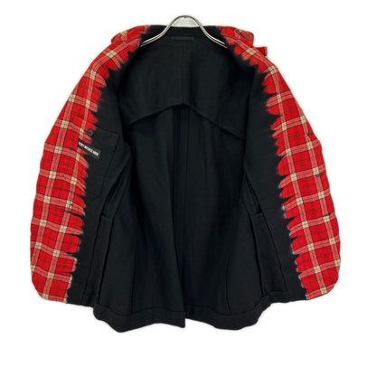 ISSEY MIYAKE MEN イッセイミヤケメン 12AW ME23FD105 ウール チェック柄 切替 テーラードジャケット ジャケット