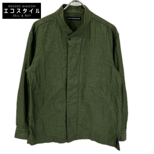 ISSEY MIYAKE MEN イッセイミヤケメン 16SS ME61FJ013 グリーン ノーカラー 長袖シャツ トップス
