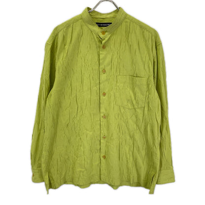 ISSEY MIYAKE MEN イッセイミヤケメン 16SS ME61FJ036 ライトグリーン シワ加工 ノーカラー 長袖シャツ トップス