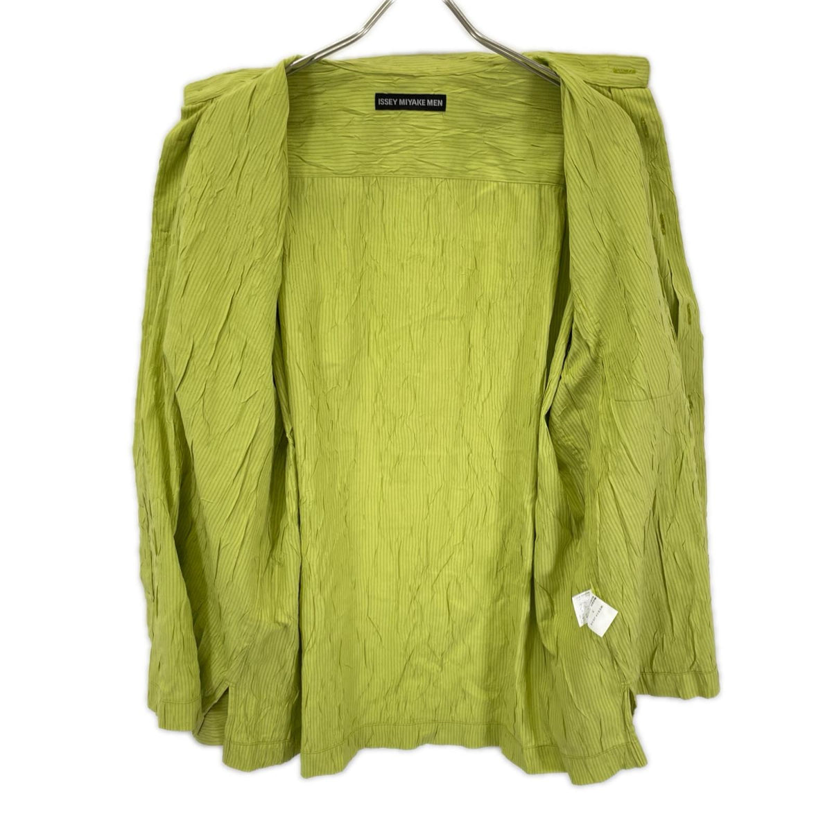 ISSEY MIYAKE MEN イッセイミヤケメン 16SS ME61FJ036 ライトグリーン シワ加工 ノーカラー 長袖シャツ トップス