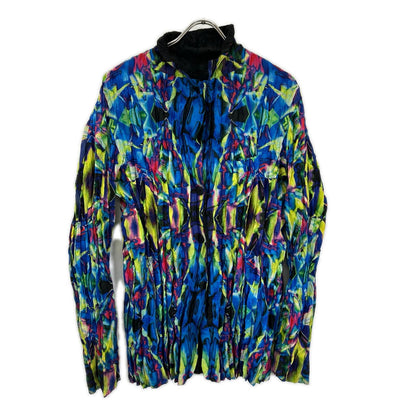 ISSEY MIYAKE MEN イッセイミヤケメン 14AW ME43FD015 ブラック×マルチカラー シワ加工 リバーシブル シャツジャケット ジャケット