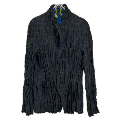 ISSEY MIYAKE MEN イッセイミヤケメン 14AW ME43FD015 ブラック×マルチカラー シワ加工 リバーシブル シャツジャケット ジャケット