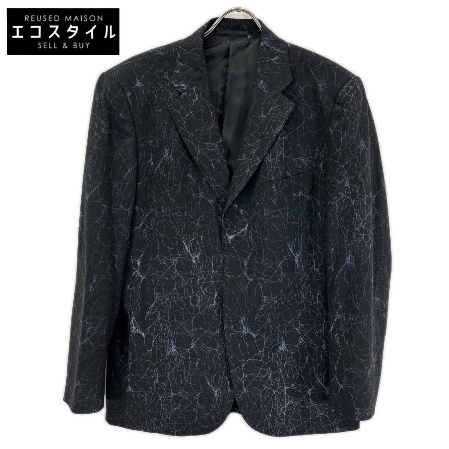 ISSEY MIYAKE MEN イッセイミヤケメン 14AW ME43FD072 ブラック クラック柄 テキスタイル 背抜き テーラードジャケット ジャケット