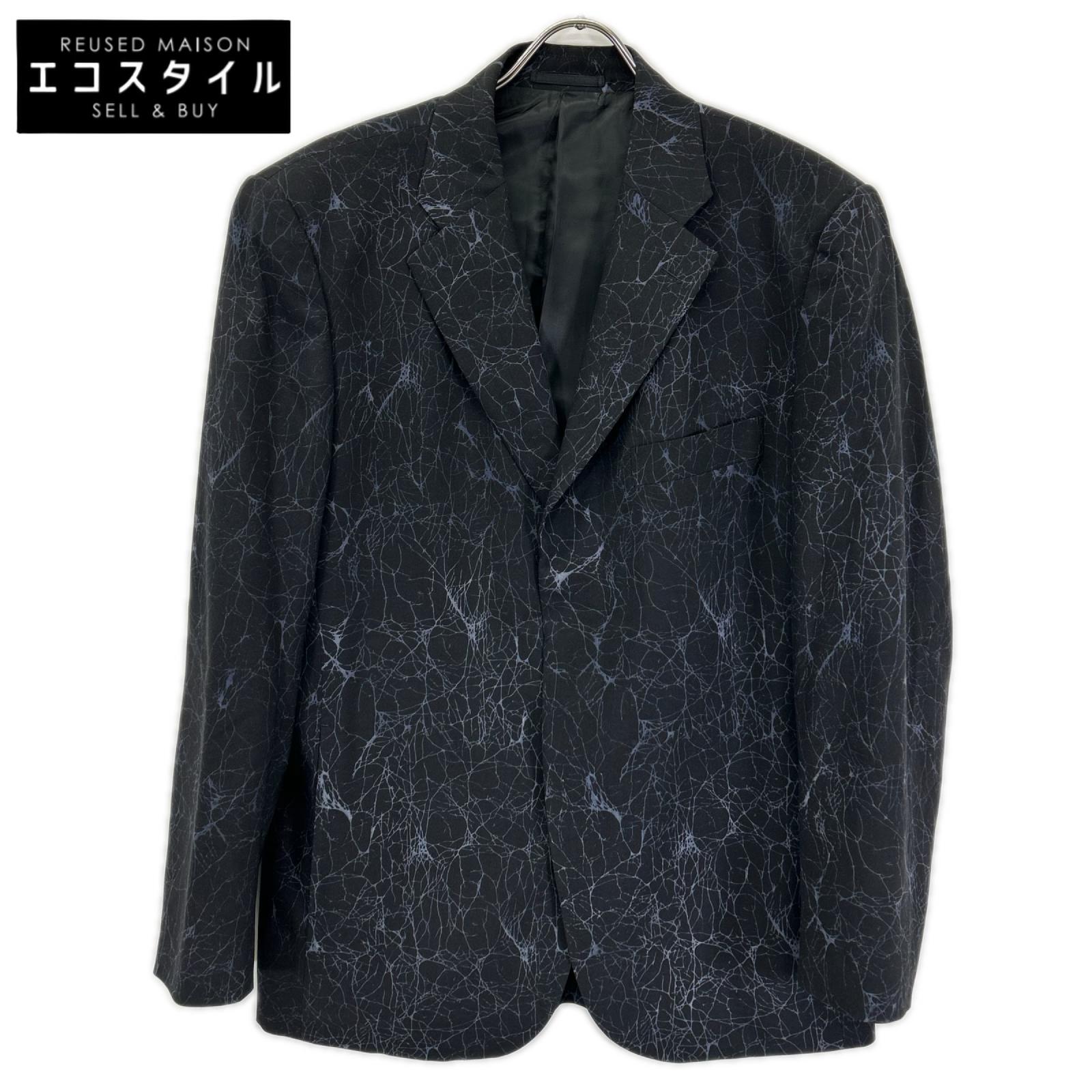 ISSEY MIYAKE MEN イッセイミヤケメン 14AW ME43FD072 ブラック クラック柄 テキスタイル 背抜き テーラードジャケット ジャケット
