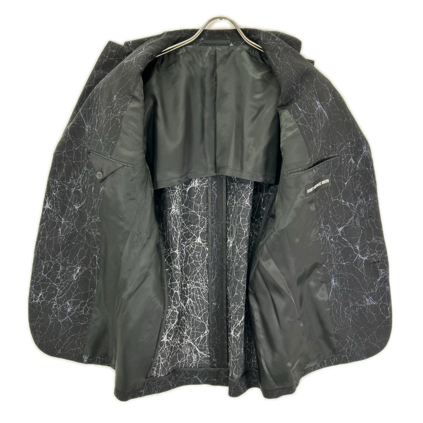 ISSEY MIYAKE MEN イッセイミヤケメン 14AW ME43FD072 ブラック クラック柄 テキスタイル 背抜き テーラードジャケット ジャケット