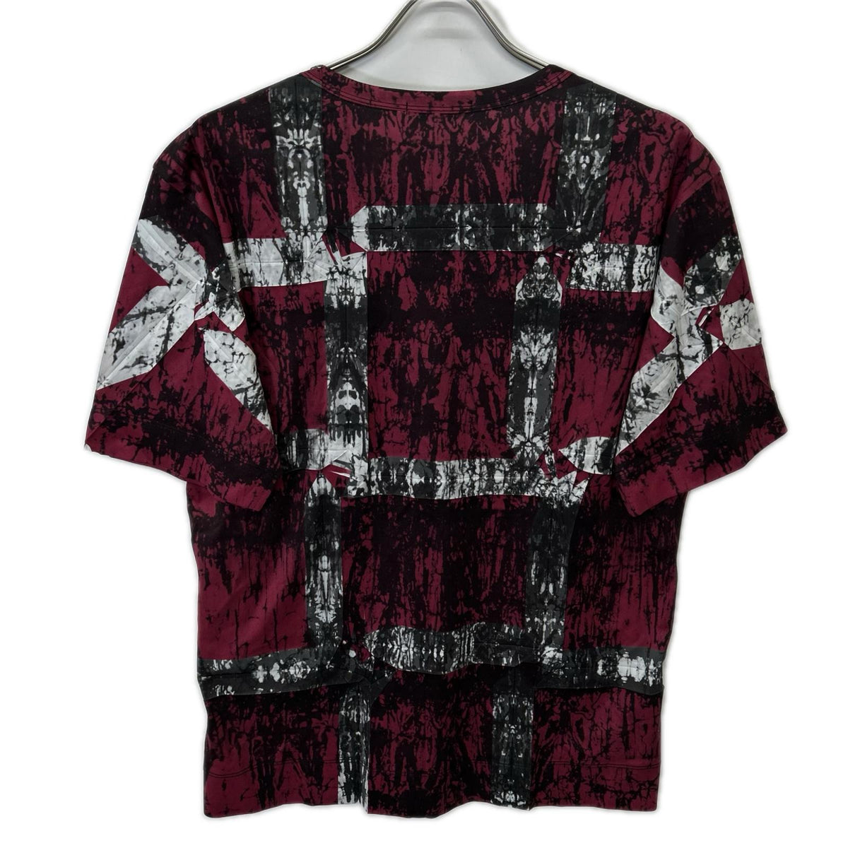 ISSEY MIYAKE MEN イッセイミヤケメン 14SS ME41JK179 レッド×グレー シワ加工 半袖Tシャツ トップス