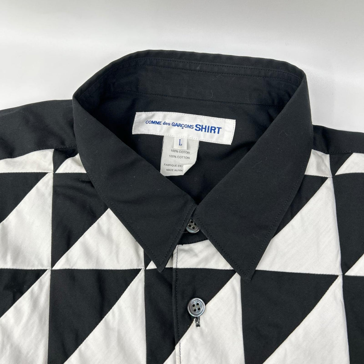 COMMEdesGARCONS SHIRT コムデギャルソンシャツ 21年製 FG-B041 ブラック×ホワイト コットン 長袖シャツ トップス