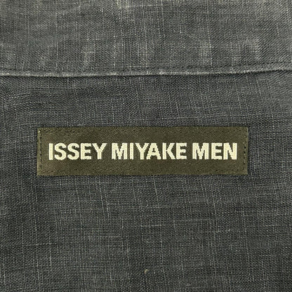 ISSEY MIYAKE MEN イッセイミヤケメン ME51FJ089 ネイビー バンドカラー フロント切り替え リネン 長袖シャツ トップス