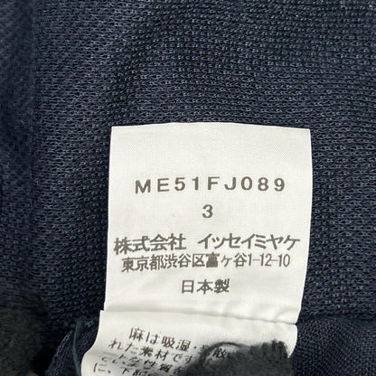 ISSEY MIYAKE MEN イッセイミヤケメン ME51FJ089 ネイビー バンドカラー フロント切り替え リネン 長袖シャツ トップス
