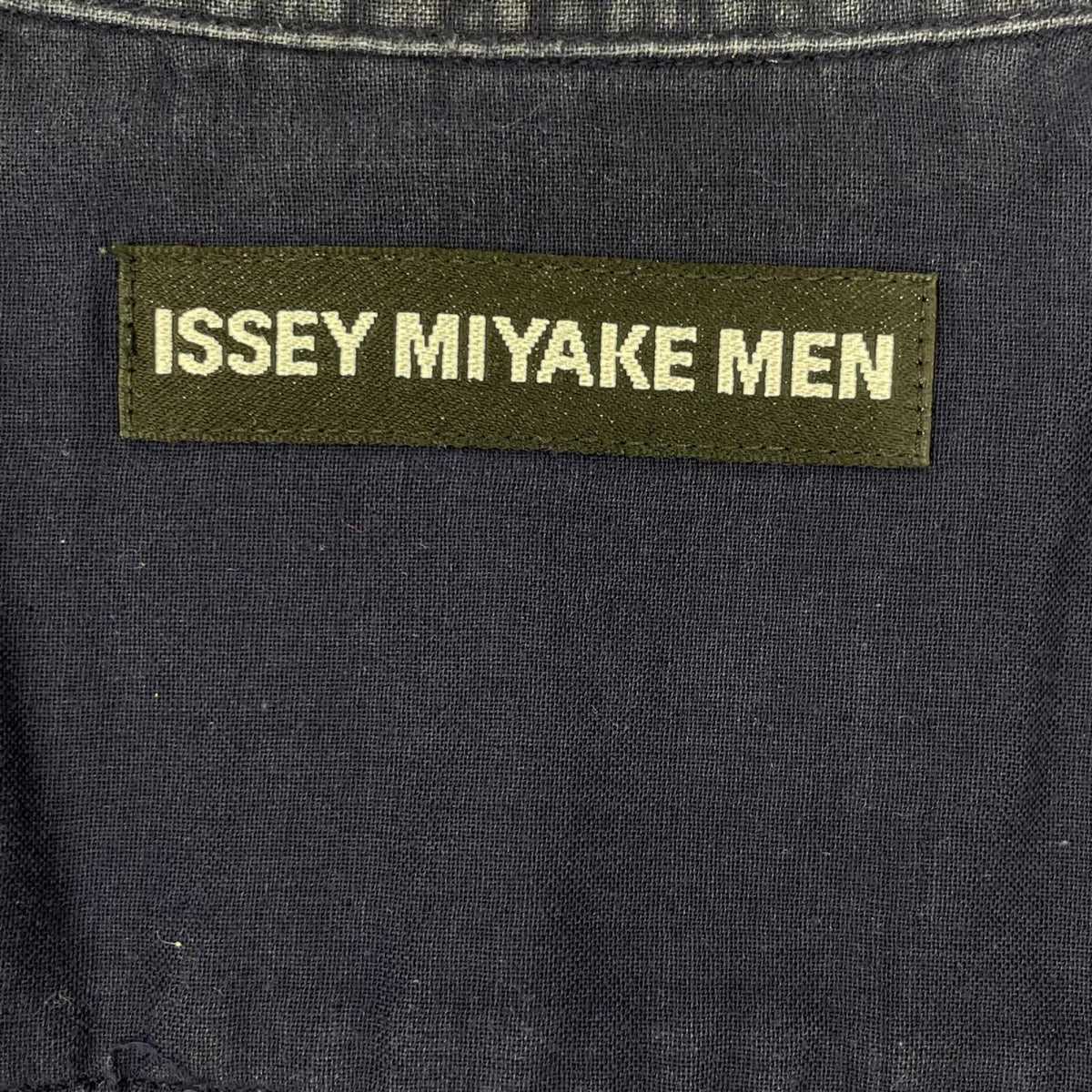 ISSEY MIYAKE MEN イッセイミヤケメン ME61FJ013 ネイビー バンドカラー コットン 長袖シャツ トップス