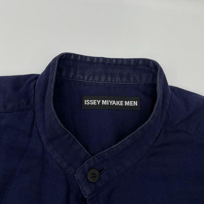 ISSEY MIYAKE MEN イッセイミヤケメン ME61FJ013 ネイビー バンドカラー コットン 長袖シャツ トップス