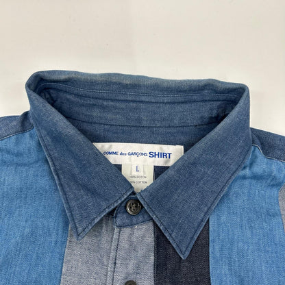 COMMEdesGARCONS SHIRT コムデギャルソンシャツ 21AW ブルー FH-B002 デニムパッチワークシャツ トップス