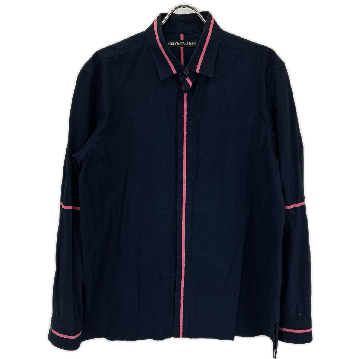 ISSEY MIYAKE MEN イッセイミヤケメン ME61FJ119 ネイビー×ピンク コットン 長袖シャツ トップス