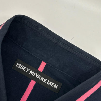 ISSEY MIYAKE MEN イッセイミヤケメン ME61FJ119 ネイビー×ピンク コットン 長袖シャツ トップス