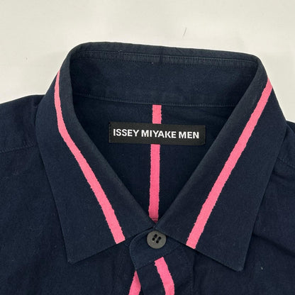 ISSEY MIYAKE MEN イッセイミヤケメン ME61FJ119 ネイビー×ピンク コットン 長袖シャツ トップス