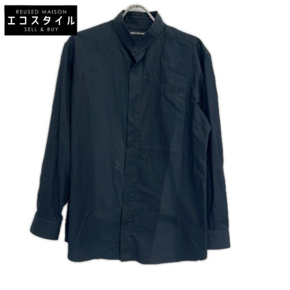 ISSEY MIYAKE MEN イッセイミヤケメン ME23FJ16 ブラック ノーカラー コットン 長袖シャツ トップス