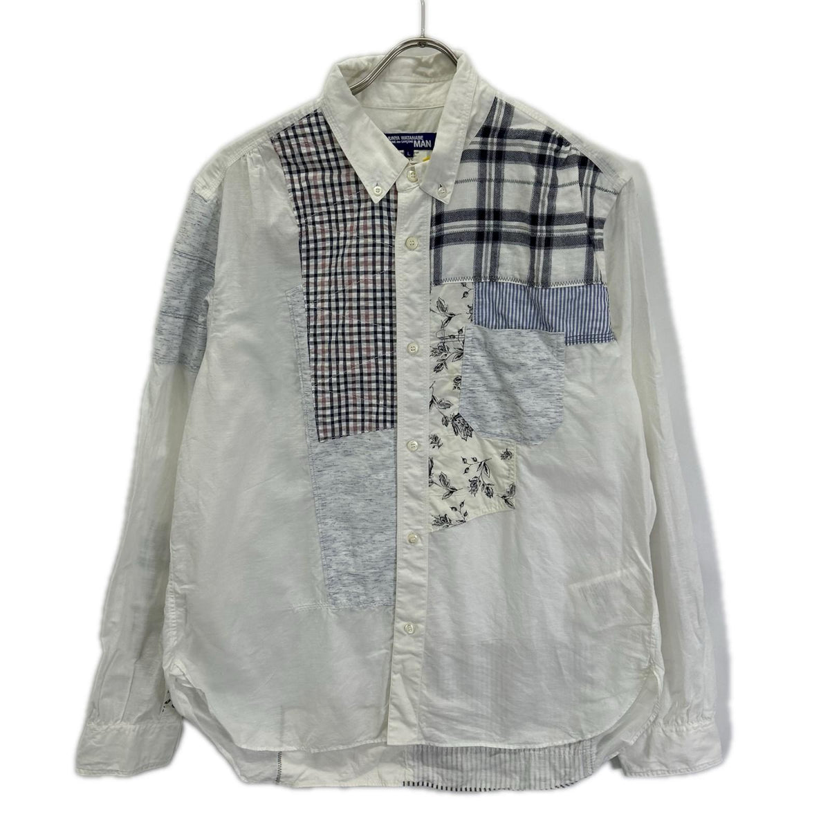 JUNYA WATANABE MAN ジュンヤワタナベマン 20SS WE-B010 ホワイト リネン混 パッチワークシャツ トップス