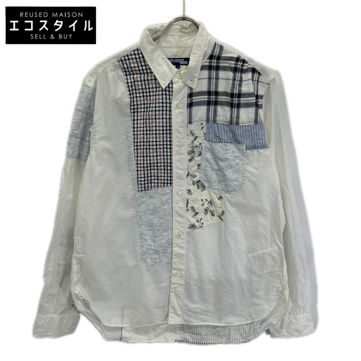 JUNYA WATANABE MAN ジュンヤワタナベマン 20SS WE-B010 ホワイト リネン混 パッチワークシャツ トップス