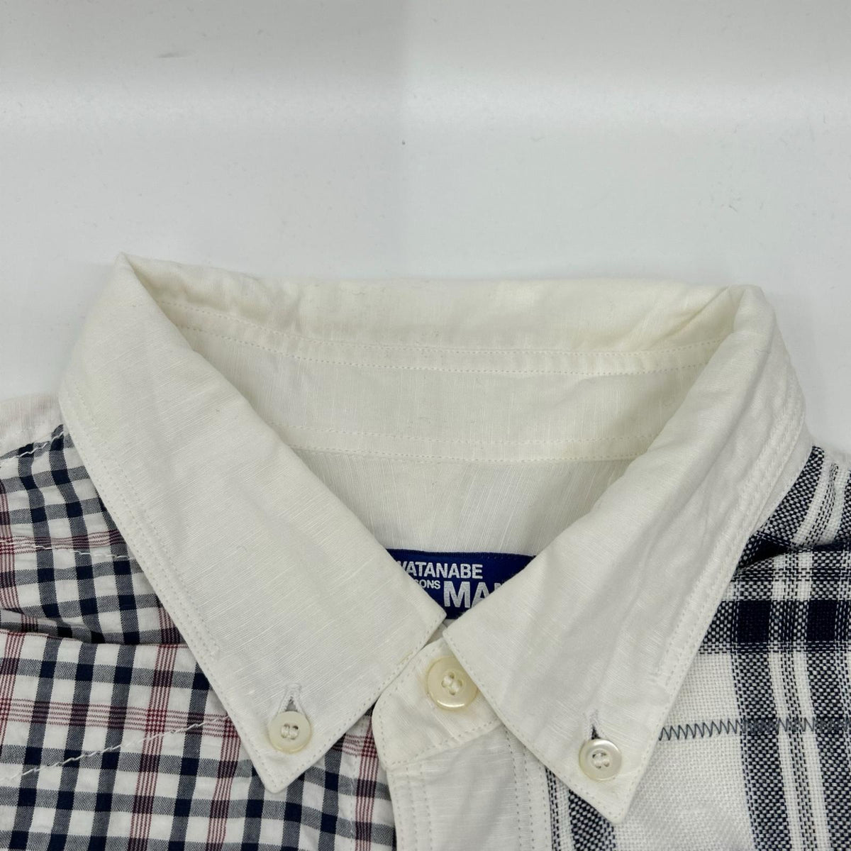 JUNYA WATANABE MAN ジュンヤワタナベマン 20SS WE-B010 ホワイト リネン混 パッチワークシャツ トップス