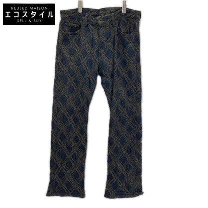ISSEY MIYAKE MEN イッセイミヤケメン 12AW ME23FF174 ブルー グラフィックジャガード シワ加工 デニムパンツ ボトムス