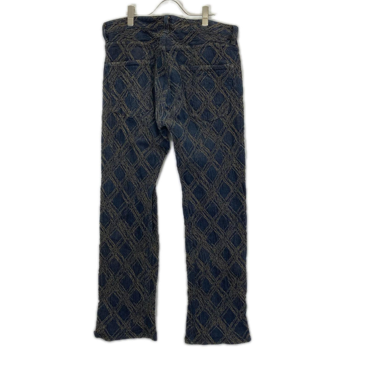 ISSEY MIYAKE MEN イッセイミヤケメン 12AW ME23FF174 ブルー グラフィックジャガード シワ加工 デニムパンツ ボトムス