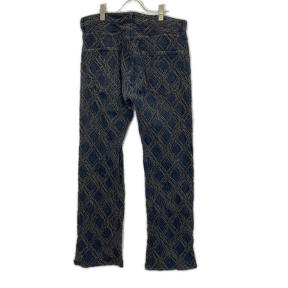 ISSEY MIYAKE MEN イッセイミヤケメン 12AW ME23FF174 ブルー グラフィックジャガード シワ加工 デニムパンツ ボトムス