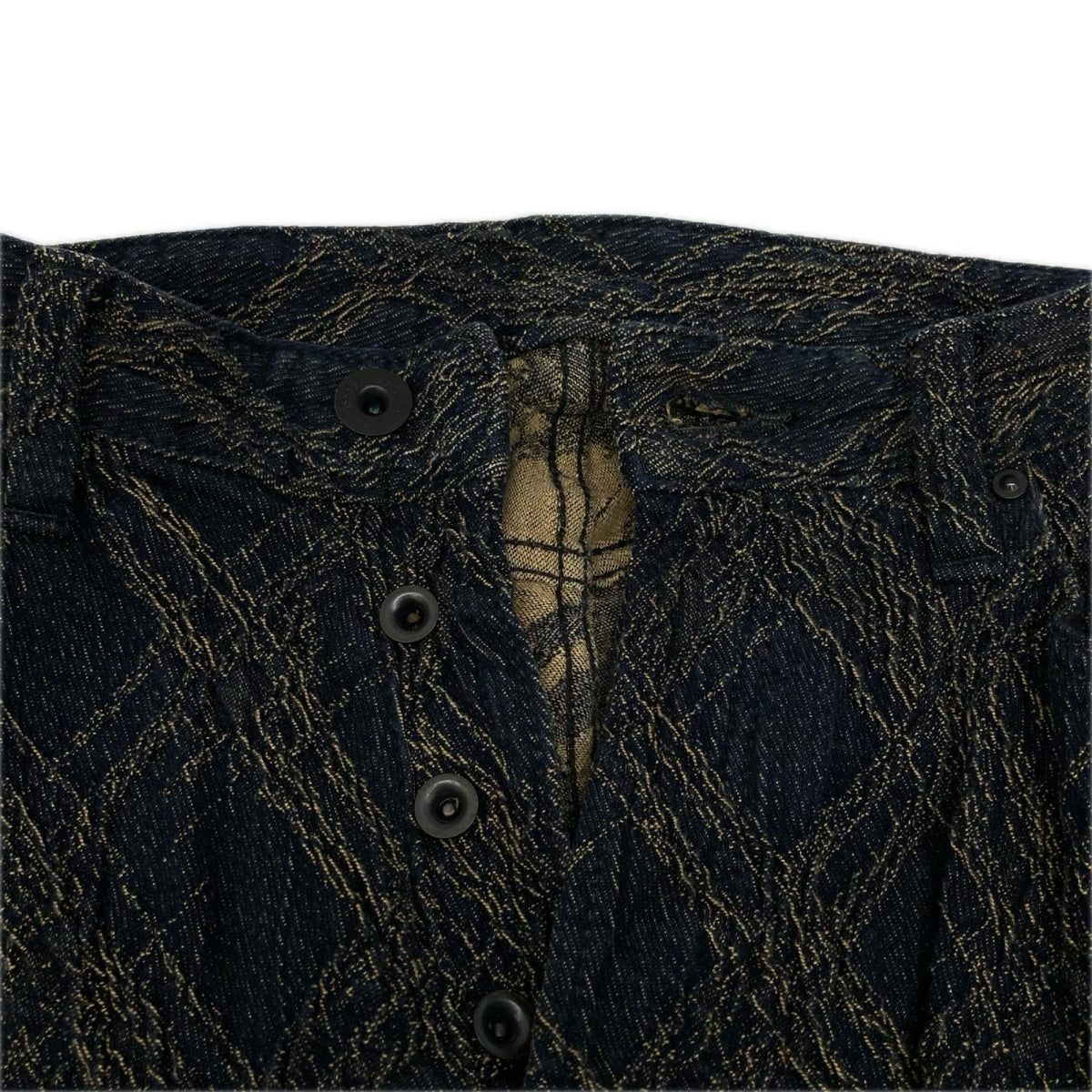 ISSEY MIYAKE MEN イッセイミヤケメン 12AW ME23FF174 ブルー グラフィックジャガード シワ加工 デニムパンツ ボトムス