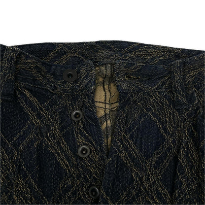 ISSEY MIYAKE MEN イッセイミヤケメン 12AW ME23FF174 ブルー グラフィックジャガード シワ加工 デニムパンツ ボトムス