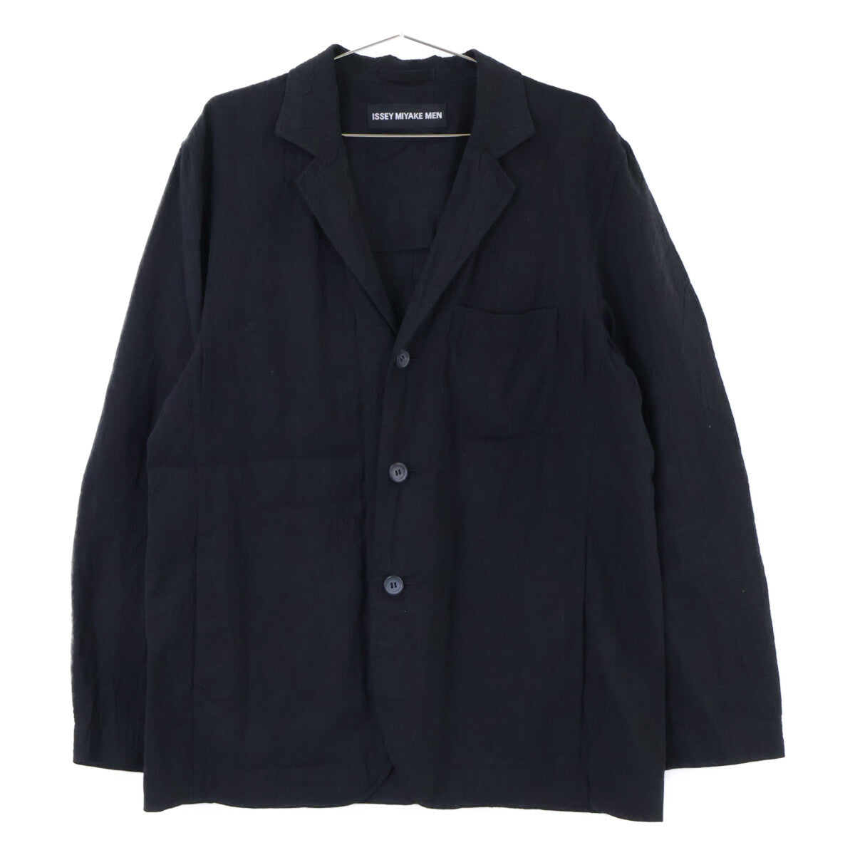 ISSEY MIYAKE MEN イッセイミヤケメン 12AW ME21FU080 ブラック リネン シワ加工 テーラードジャケット ジャケット